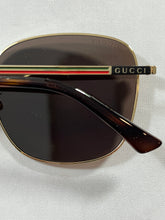 Load image into Gallery viewer, Gucci Gold Brown Square GG Sunglasses
