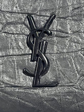 Load image into Gallery viewer, Saint Laurent Black on Black Croc Embossed Bifold Wallet
