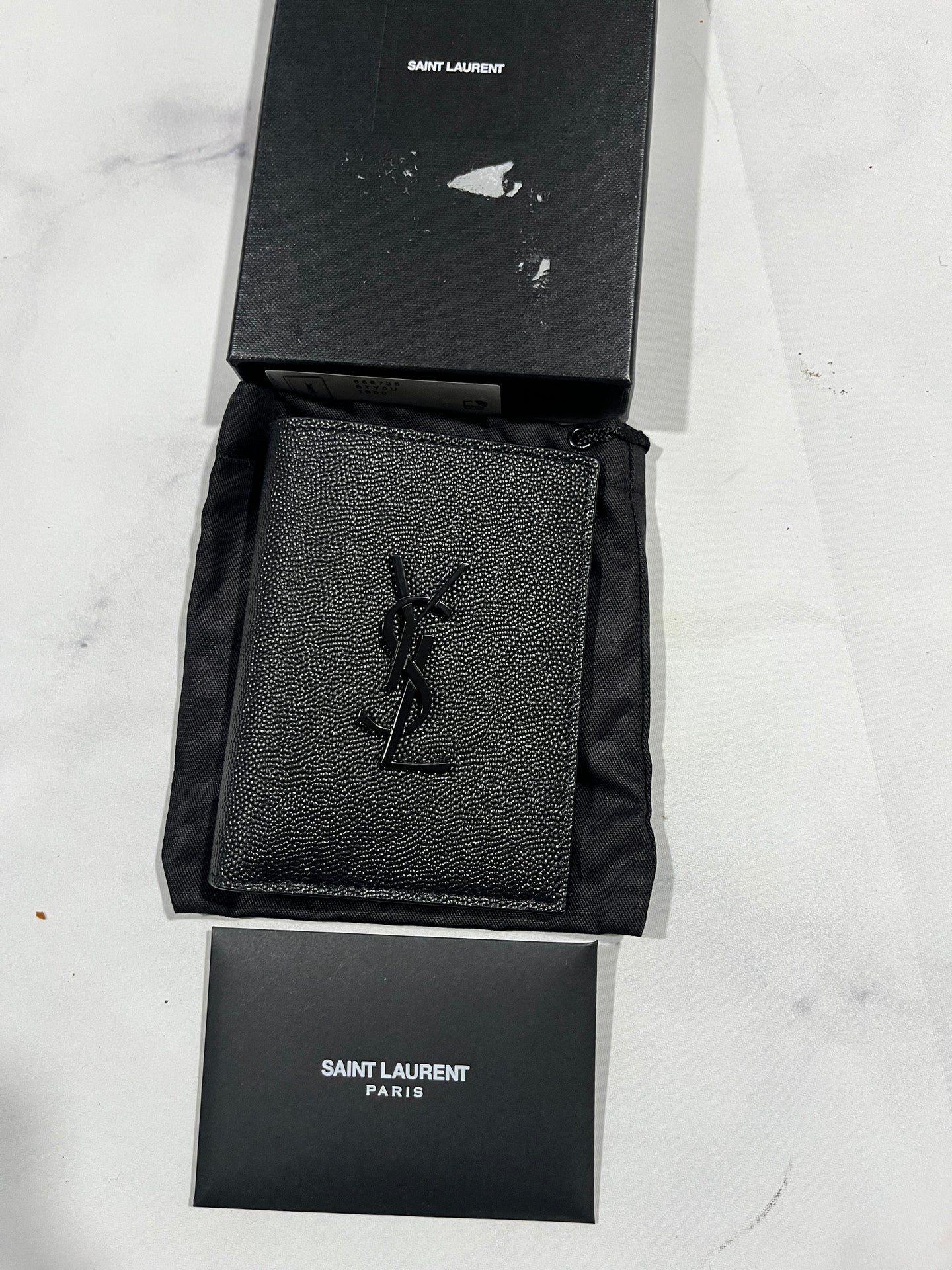 Saint Laurent Black Leather Black Hardware Bifold Long Wallet