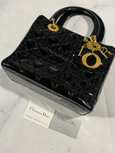 Load image into Gallery viewer, Dior Vintage Black Patent Leather Medium Lady Dior Bag
