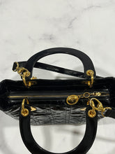 Load image into Gallery viewer, Dior Vintage Black Patent Leather Medium Lady Dior Bag
