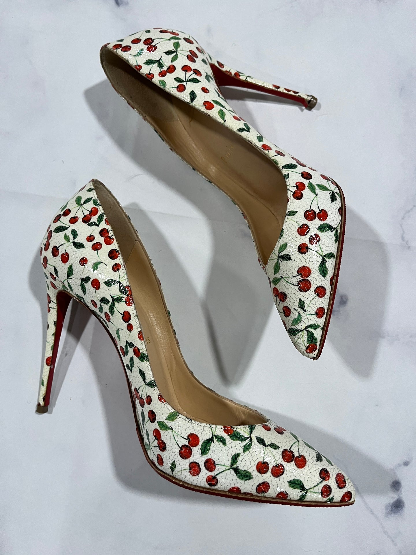 Christian Louboutin Red White Patent Pumps