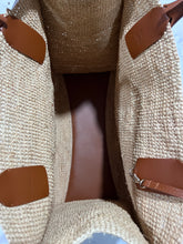 Load image into Gallery viewer, Christian Louboutin Large Top Handle Leather-Trimmed Raffia Tote
