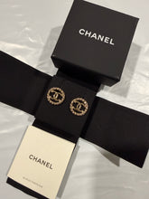 Load image into Gallery viewer, Chanel  CC Gold Tone Rope Earrings
