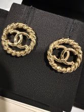 Load image into Gallery viewer, Chanel  CC Gold Tone Rope Earrings
