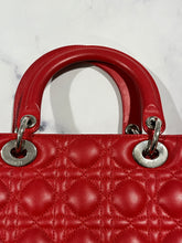 Load image into Gallery viewer, Dior Red Lambskin Large Lady Dior Bag
