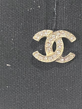 Load image into Gallery viewer, Chanel Mini CC Gold Tone Crystal Stud Earrings
