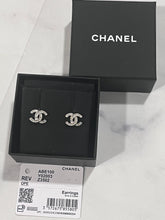 Load image into Gallery viewer, Chanel Mini CC Silver Tone Crystal Stud Earrings
