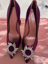 Load image into Gallery viewer, Amina Muaddi Begum Fushia Satin Crystal Pump
