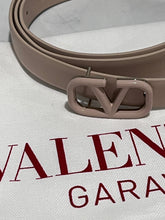 Load image into Gallery viewer, Valentino Garavani Ivory Leather Skinny Belt With V Logo Buckle
