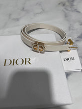 Load image into Gallery viewer, Christian Dior White Leather Skinny Belt With Gold CD Buckle
