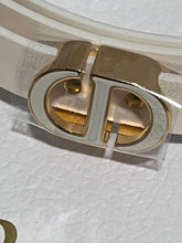 Load image into Gallery viewer, Christian Dior White Leather Skinny Belt With Gold CD Buckle
