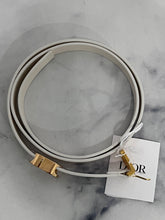 Load image into Gallery viewer, Christian Dior White Leather Skinny Belt With Gold CD Buckle
