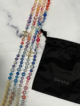 Load image into Gallery viewer, Chanel CC Gold tone Faux Pearl Pastel Double Strand Necklace
