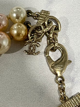 Load image into Gallery viewer, Chanel CC Gold tone Faux Pearl Pastel Double Strand Necklace

