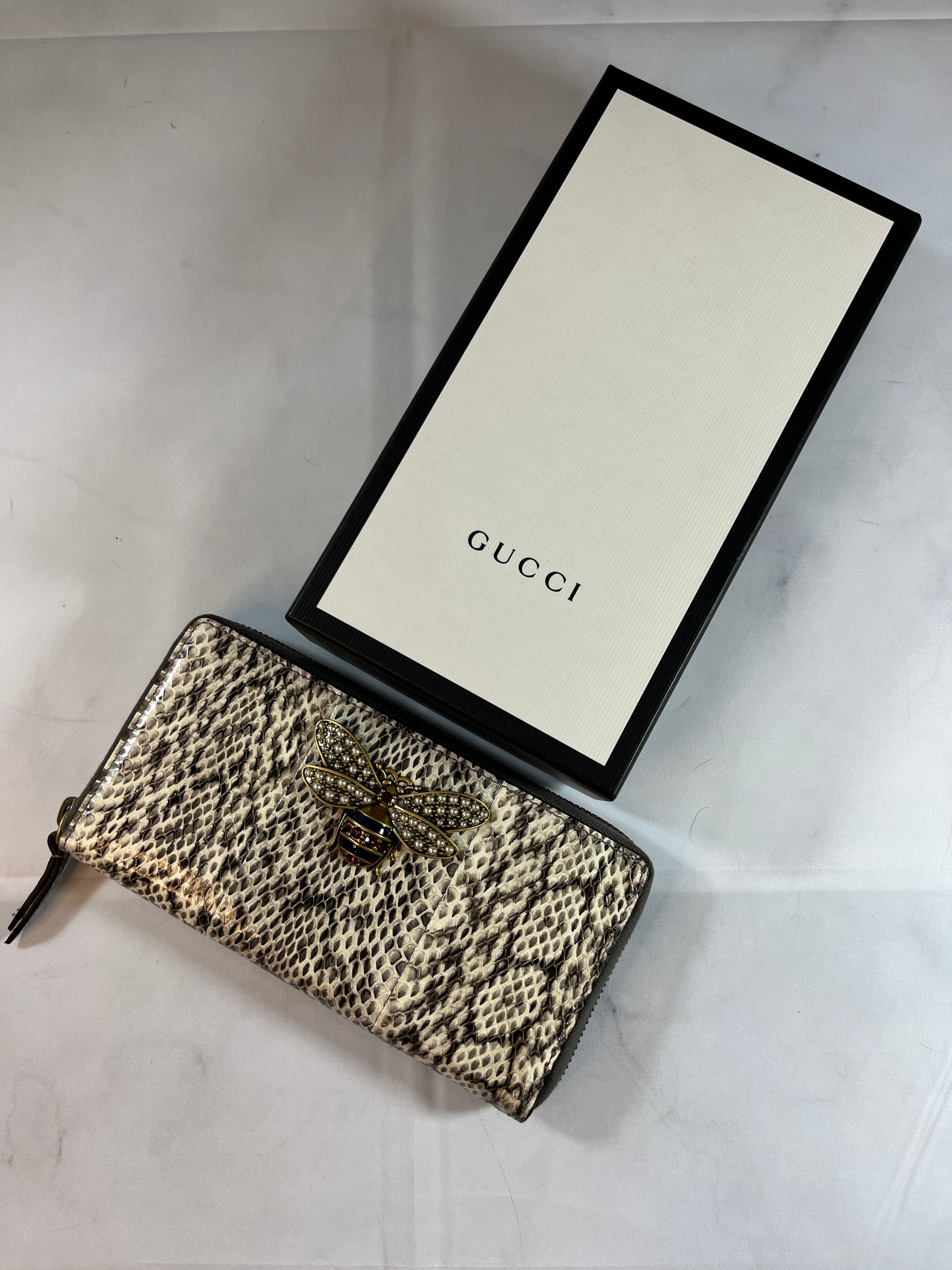 Gucci Python Skin Wallet Gucci Snake Skin Queen Margaret Zip Around Wallet – The Millionaires Closet