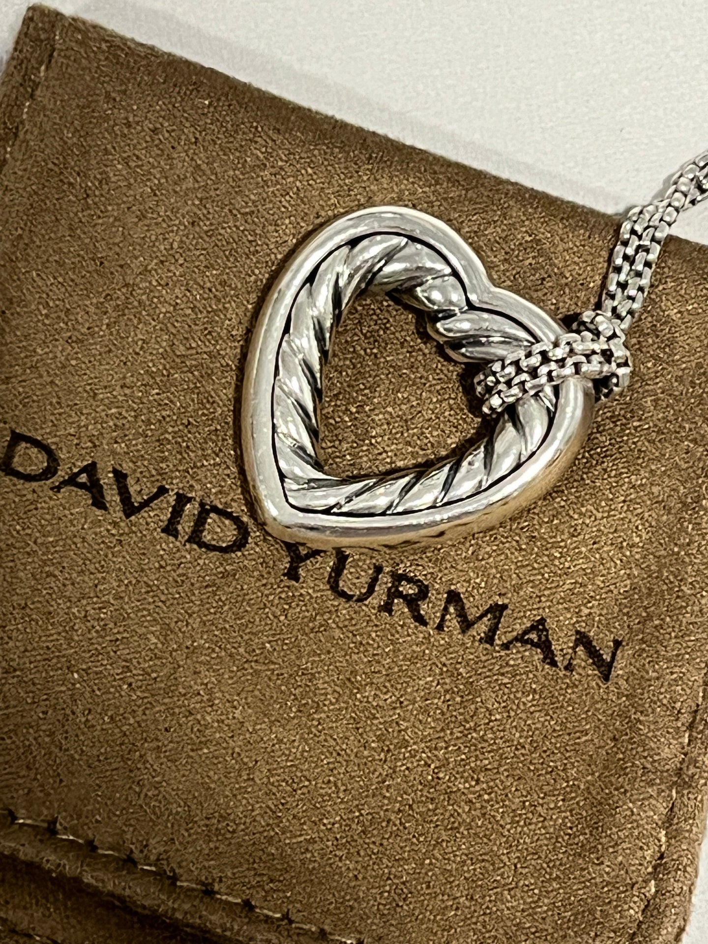 David Yurman Open Heart Sterling Silver Open Heart Cable Pendant Necklace