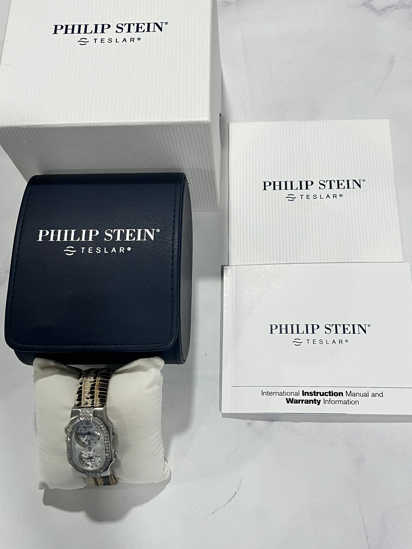 Philip Stein Teslar Croc Strap Diamond Dial Watch