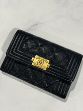 Load image into Gallery viewer, Chanel Black Caviar Boy Flap Card Case
