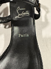 Load image into Gallery viewer, Christian Louboutin Black Glitter Pyraclou Wedge Sandal
