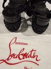 Load image into Gallery viewer, Christian Louboutin Black Glitter Pyraclou Wedge Sandal
