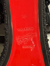 Load image into Gallery viewer, Christian Louboutin Black Glitter Pyraclou Wedge Sandal
