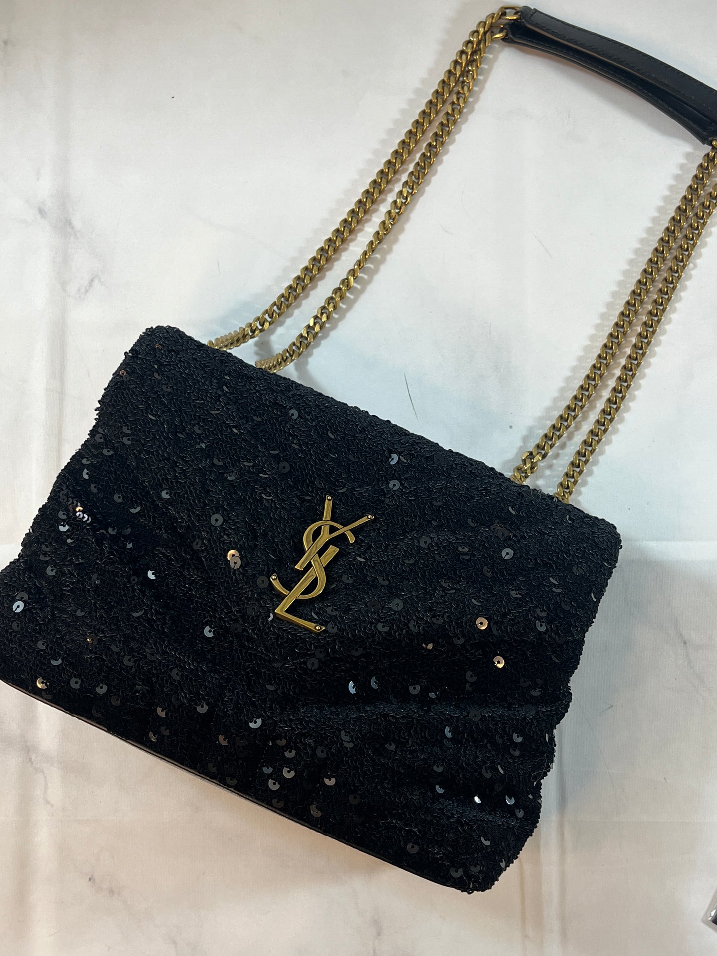 Bag Loulou small black monogrammed gold