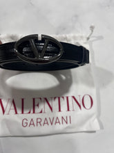 Load image into Gallery viewer, Valentino Garavani Black Leather Skinny Belt With V Logo Buckle
