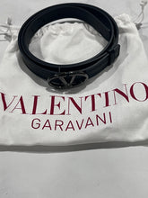 Load image into Gallery viewer, Valentino Garavani Black Leather Skinny Belt With V Logo Buckle
