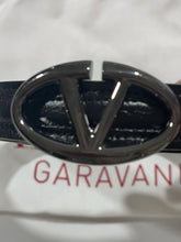 Load image into Gallery viewer, Valentino Garavani Black Leather Skinny Belt With V Logo Buckle
