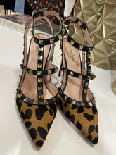 Load image into Gallery viewer, Valentino Garavani Rockstud Pumps w/ Leopard Calf Hair Heels
