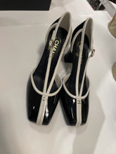 Load image into Gallery viewer, Chanel 26K  Black/White Patent Leather Mary Jane
