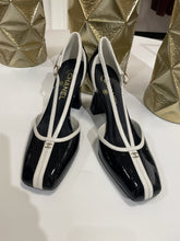 Load image into Gallery viewer, Chanel 26K  Black/White Patent Leather Mary Jane
