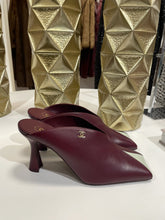 Load image into Gallery viewer, Chanel 26K  Burgundy/Lt Green Leather Mule
