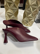 Load image into Gallery viewer, Chanel 26K  Burgundy/Lt Green Leather Mule
