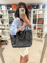 Load image into Gallery viewer, Chanel Black Quilted Leather Chain Turnlock Tote
