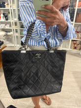 Load image into Gallery viewer, Chanel Black Quilted Leather Chain Turnlock Tote
