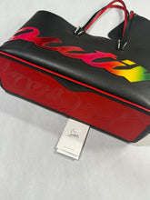 Load image into Gallery viewer, Christian Louboutin Large Cabata Black Leather Rainbow Patent Tote
