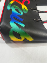 Load image into Gallery viewer, Christian Louboutin Large Cabata Black Leather Rainbow Patent Tote
