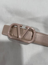 Load image into Gallery viewer, Valentino Garavani Ivory Leather Skinny Belt With V Logo Buckle
