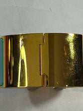 Load image into Gallery viewer, Hermes Tiffany Blue Gold Plated Extra Wide H Clic Clac Bangle
