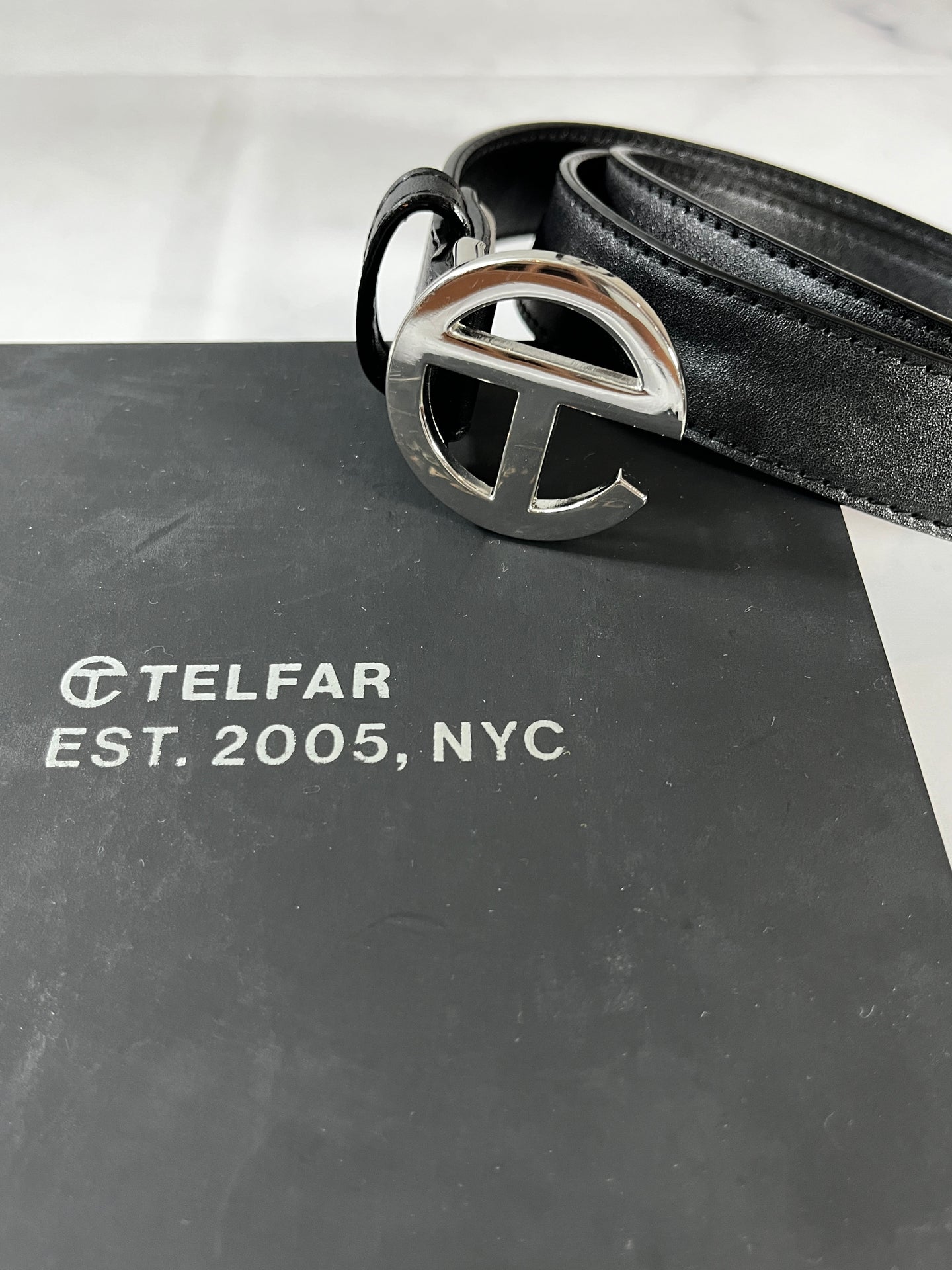 Telfar Unisex Black Logo Belt Size L