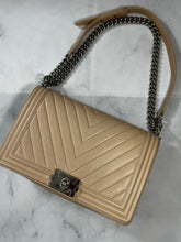 Load image into Gallery viewer, Chanel Light Pink Medium Large Le Boy Chevron Quilted Flap Calfskin
