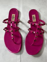 Load image into Gallery viewer, Valentino Hot Pink Jelly Rockstud Thong Sandals
