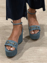 Load image into Gallery viewer, Gucci GG Denim Lady Horsebit  Platform Sandals
