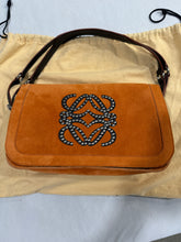 Load image into Gallery viewer, Loewe Orange Suede Tan Leather Shoulder Bag
