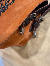 Load image into Gallery viewer, Loewe Orange Suede Tan Leather Shoulder Bag
