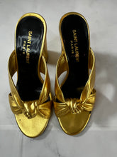 Load image into Gallery viewer, Saint Laurent YSL Gold Metallic Slides Size 36
