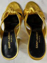 Load image into Gallery viewer, Saint Laurent YSL Gold Metallic Slides Size 36
