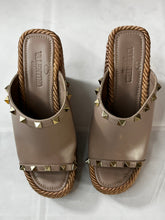 Load image into Gallery viewer, Valentino Camel Platform Rockstud Wedge Sandals Size 36
